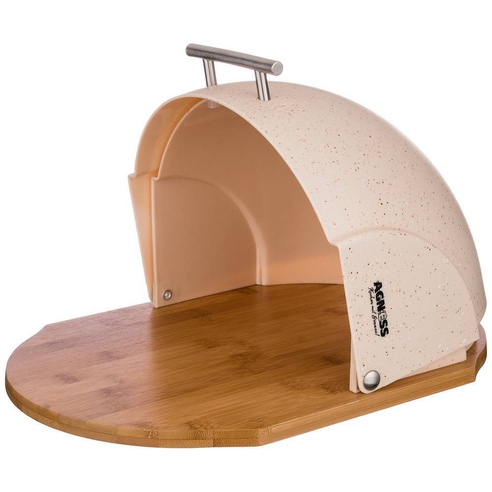 ХЛЕБНИЦА AGNESS "АРКТИК" ДЕРЕВЯННАЯ С ПЛАСТИКОВОЙ КРЫШКОЙ, 36*26*20 СМ (КОР=4ШТ.)