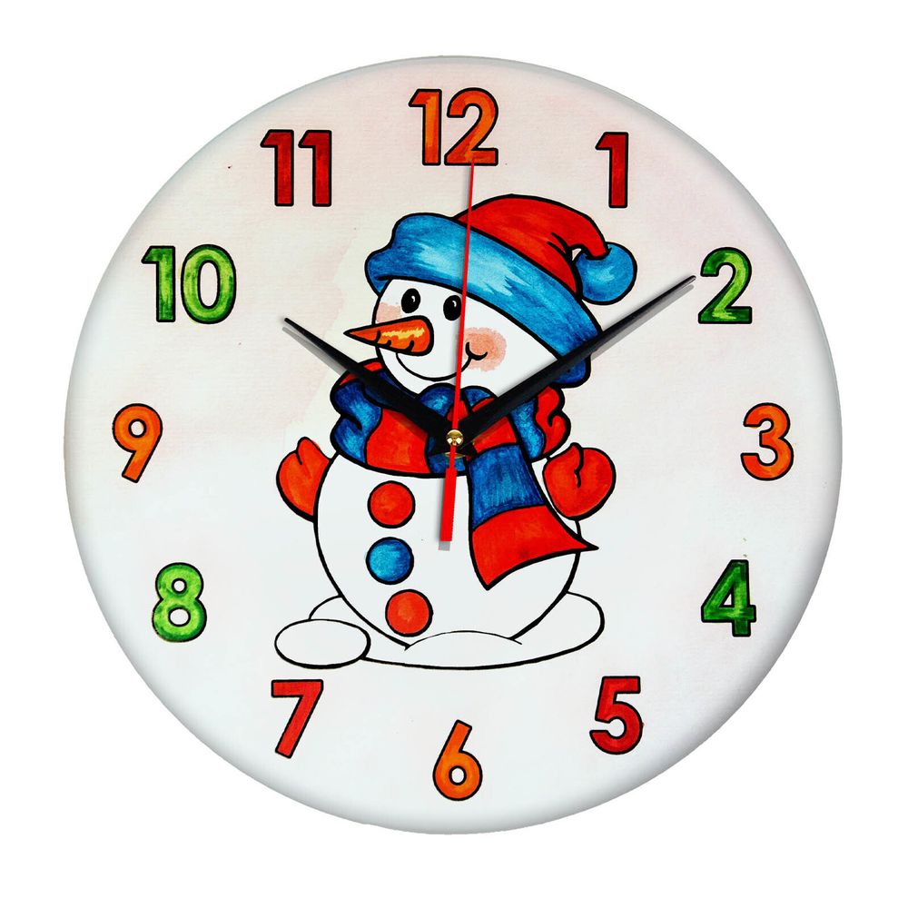Часы раскраска для детей &quot;Снеговик&quot; Декор для дома, подарок