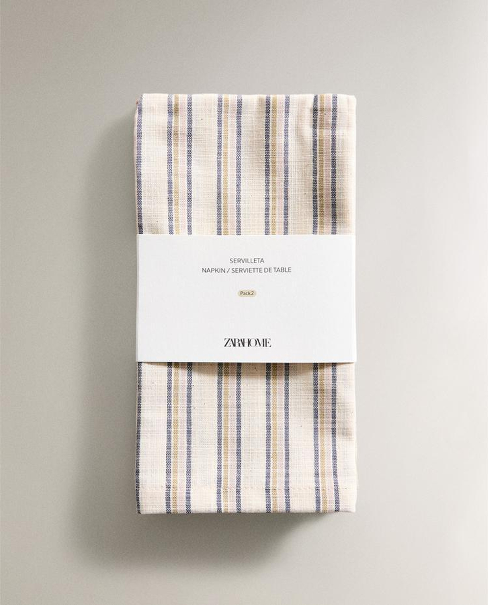 ZARA HOME НАБОР САЛФЕТОК В ПОЛОСКУ (2 ШТ.), СИНИЙ