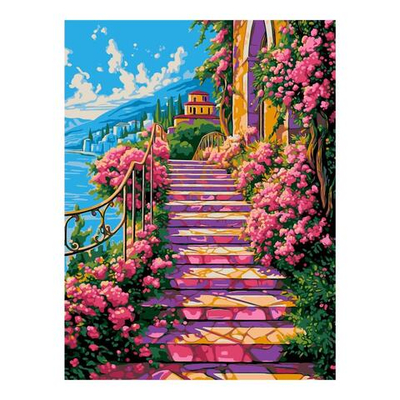 Картина по номерам 28,5*38см "Лестница в цветах" (Lori)