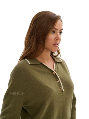 Поло с длинным рукавом из шерсти цвета хаки