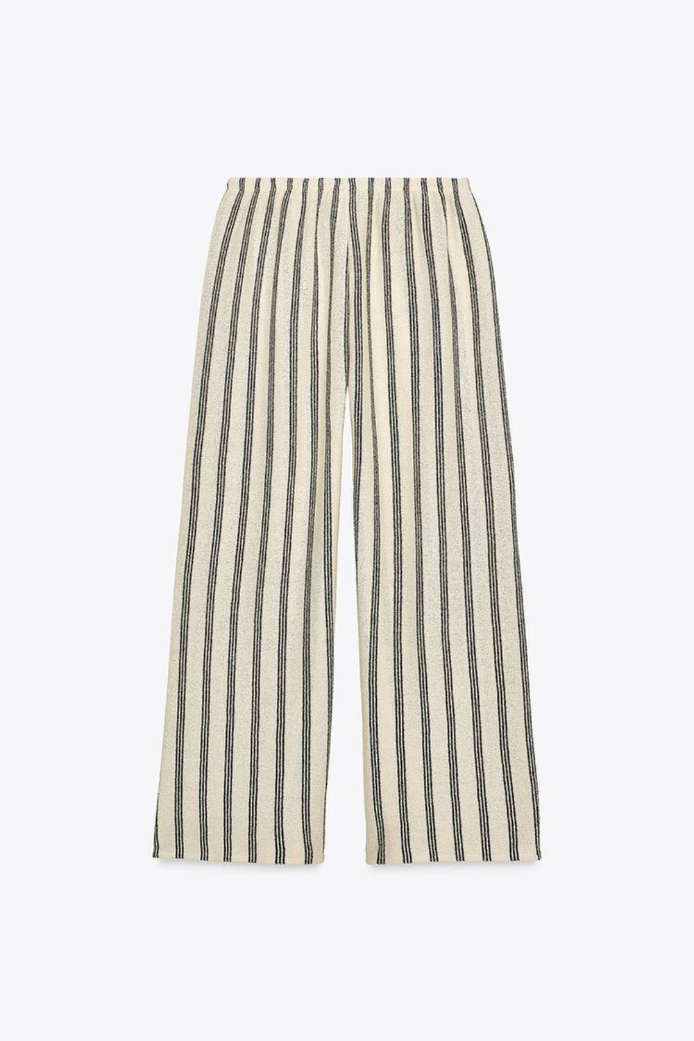 ZARA БРЮКИ ПРЯМОГО КРОЯ В СТИЛЕ РУСТИК, БЕЛЫЙ / ЧЕРНЫЙ