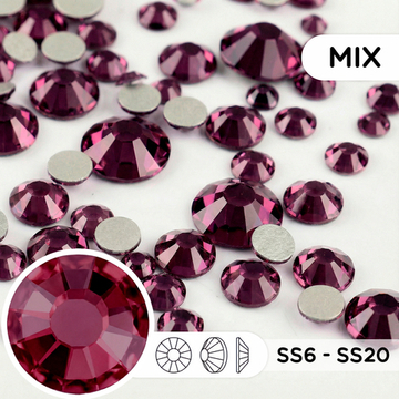 Стразы холодной фиксации из стекла, цвет Light Amethyst, форма Round