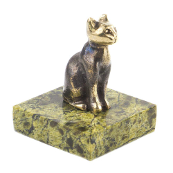 Бронзовая статуэтка "Кошка сидит" основание из камня G 119832