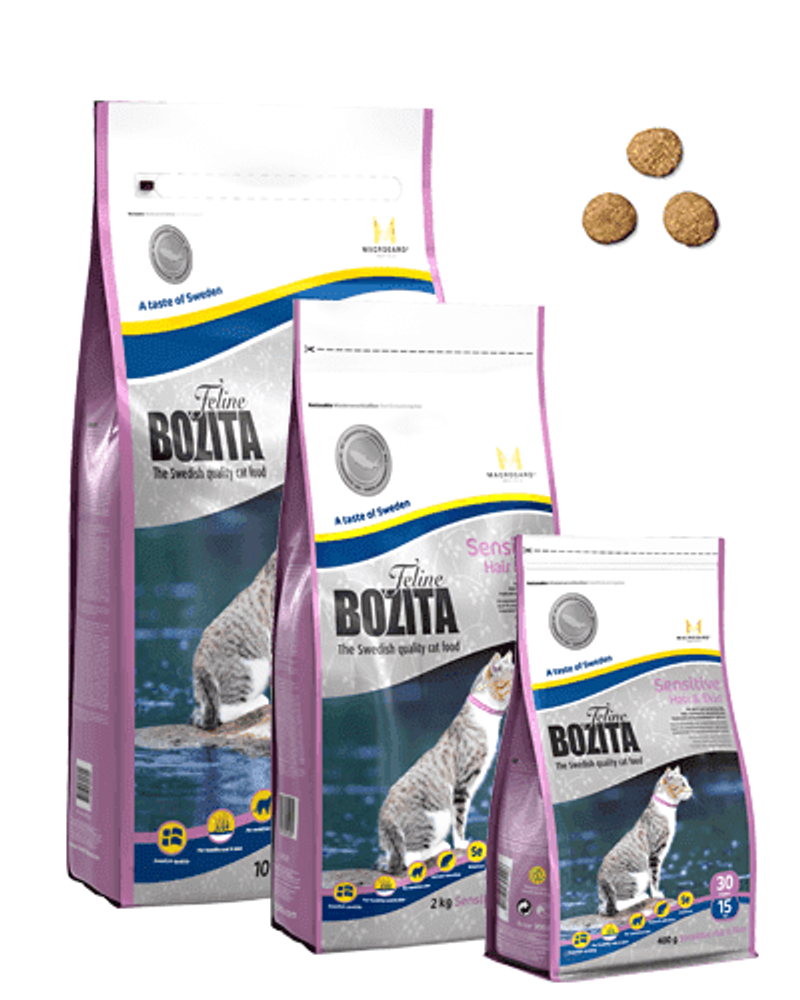 Bozita Funktion Sensitive Hair &amp; Skin сухой корм для кошек с чувствительной кожей и шерстью 400г