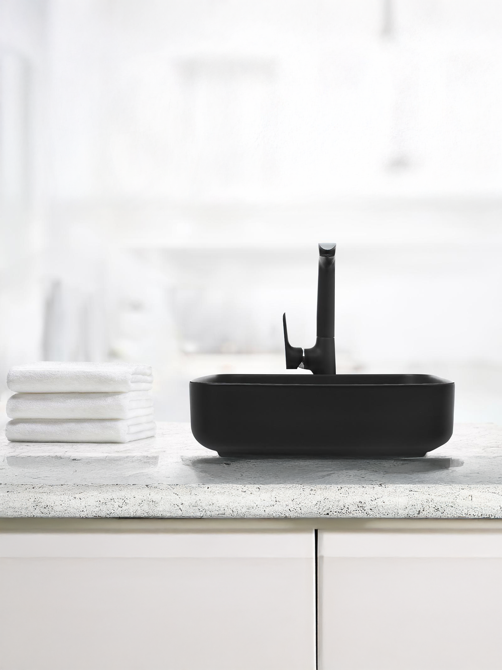 Раковина накладная (матовая черная) WeltWasser WW  ELBACH 2195 MB 500х390х140