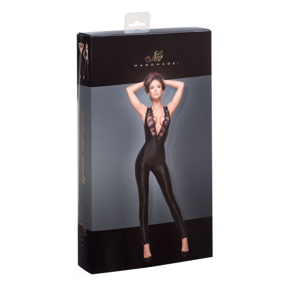 Комбинезон с кружевом и двусторонней молнией Sleeveless powerwetlook overall with lace (Размер: XL) (Цвет: черный)