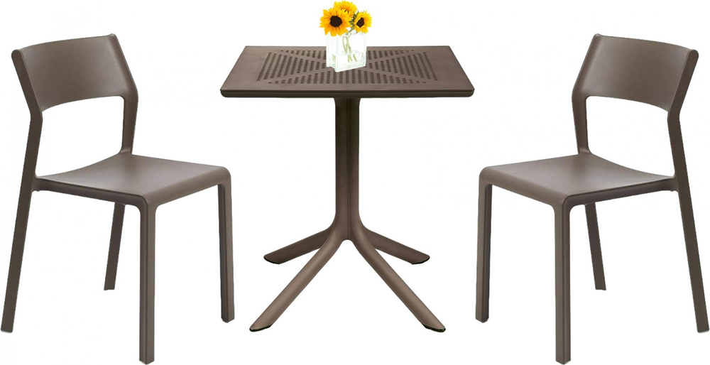 Комплект пластиковой мебели Nardi Clip 70 Trill Bistrot, табак
