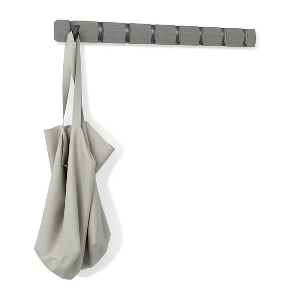 Настенная вешалка Flip 8 крючков серая, олово