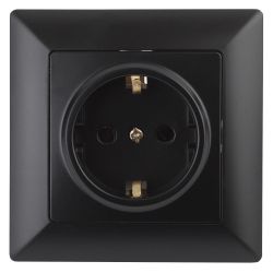 Розетка Intro Solo 4-202-05 с заземлением 2P+E Schuko, 16А-250В, IP20, СУ, антрацит | Intro Solo