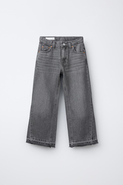 ZARA ДЖИНСЫ FLARE С БАХРОМОЙ, СЕРЫЙ