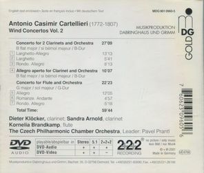 Dieter Klocker, Sandra Arnold, Kornelia Brandkamp, The Czech Philharmonic Chamber Orchestra / Antonio Casimir Cartellieri:Concerto For Two Clarinets And Orchestra B Flat Major, Movement For Clarinet And Orchestra B Flat Major, Concerto For Flute And Orchestra G Major (DVD Audio)