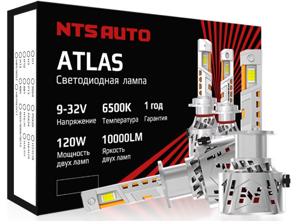 Автолампа LED Н11\8 к-т NTS (вентилятор) ATLAS 120W 6500K 10000Lm  (ATLAS-H11-6300K)