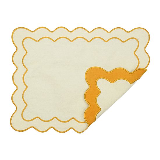Салфетка под приборы с контрастным кантом горчичного цвета из коллекции trendy ruffles, 35х45 см