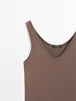 Massimo Dutti Топ на бретелях, темный экрю