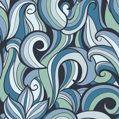 Голубые волны и завитки