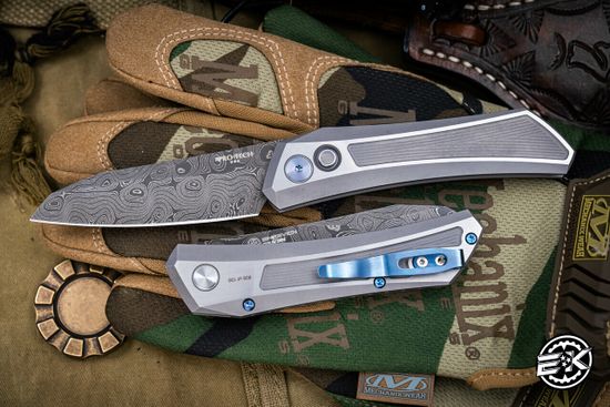 Нож автоматический Pro-Tech OLIGARCH CUSTOM 003 (2024 г.) - сталь CPM-MagnaCut, рукоять сталь, кнопка абалон, клипса титан