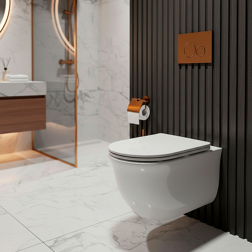 Унитаз подвесной Azario LISTA 490х365х340 безободковый, система смыва "Скрытое Торнадо", с быстросъемным сиденьем "Микролифт" (AZ-1177T)