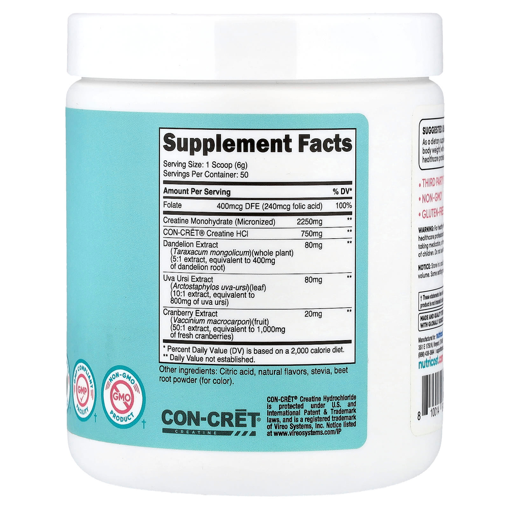 Nutricost, креатин для женского здоровья, со вкусом клубничного лимонада, 285 г (10,2 унции)