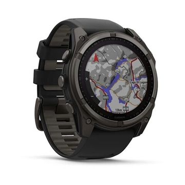 Умные часы Garmin Fenix 8, 51 мм, Solar, Sapphire Carbon Gray DLC Titanium with Black/Pebble Gray Silicone
