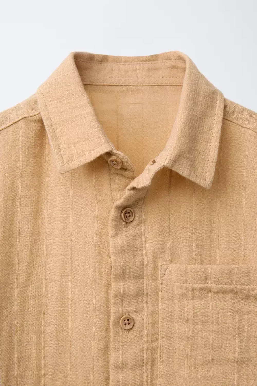 ZARA РУБАШКА ИЗ РЕЛЬЕФНОЙ ТКАНИ С КАРМАНОМ, ГОРЧИЧНЫЙ