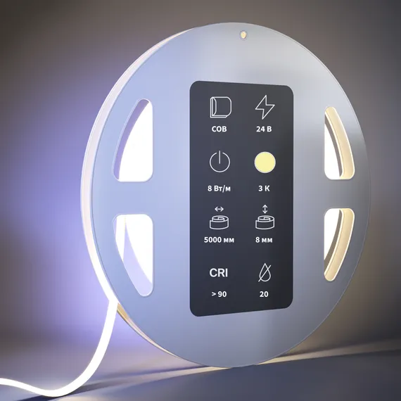 Светодиодная лента Ультра 24В COB 8Вт/м 3000К 5м IP 20 201071 Led Strip 201071