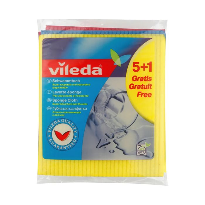 Vileda Губчатая салфетка Sponge Cloth, 5+1 шт