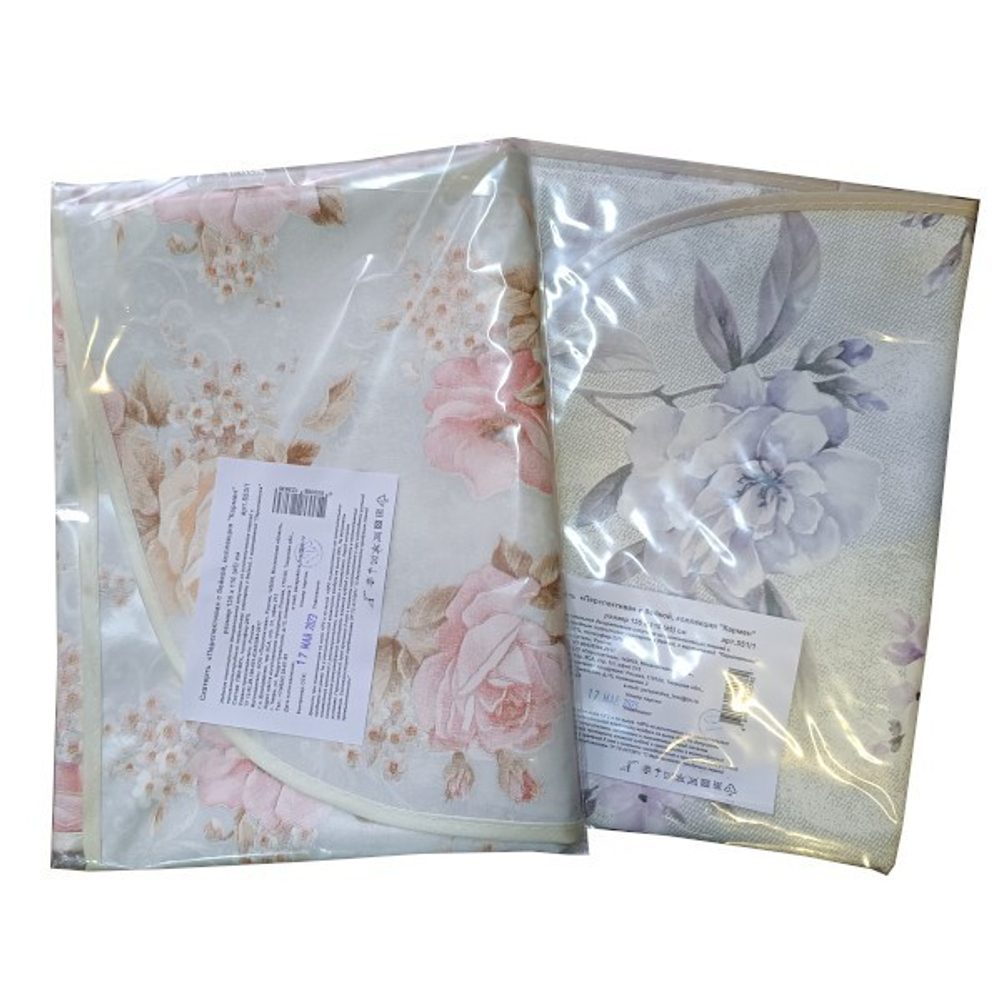 Скатерть КАРМЕН с бейкой 135*110 тканев.основа с ПВХ покрытием Микс расцветок