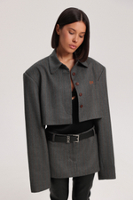 Жакет в полоску укороченный