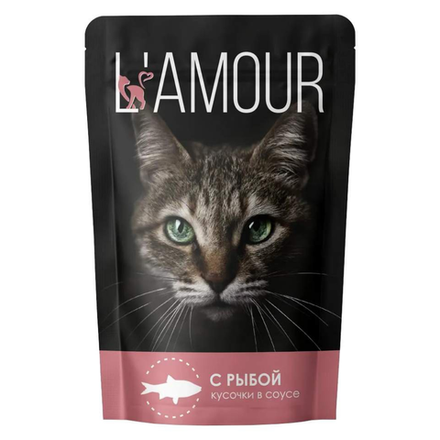 Влажный корм LAMOUR для кошек с рыбой в соусе 75 гр