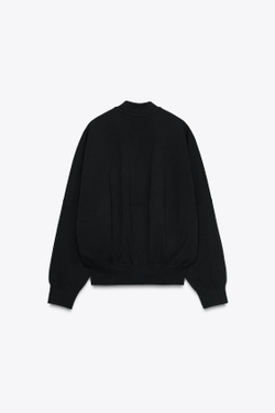 ZARA БОМБЕР INTERLOCK, ЧЕРНЫЙ