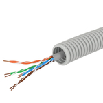 Электротруба ПВХ гибкая гофрированная д. 16 мм, цвет серый, с кабелемвитая пара 5EU/UTP нг(А)-HF, 50 м