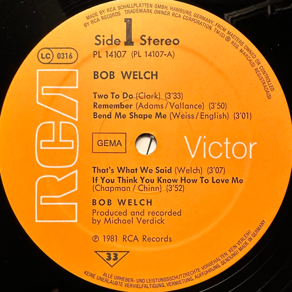 Bob Welch - Bob Welch (Германия 1981г.)