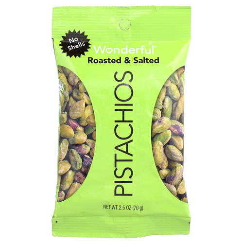 Wonderful Pistachios, Жареный и соленый, без скорлупы, 70 г (2,5 унции)
