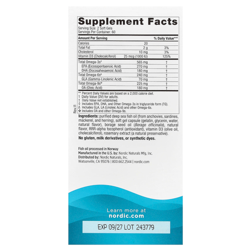 Nordic Naturals, Complete Omega™-D3, лимон, 120 капсул