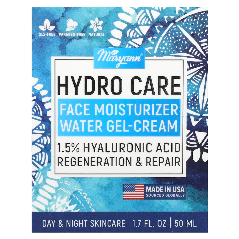 MaryAnn Organics, Hydro Care, увлажняющий крем для лица, водный гель-крем, 1,7 жидк. унц.