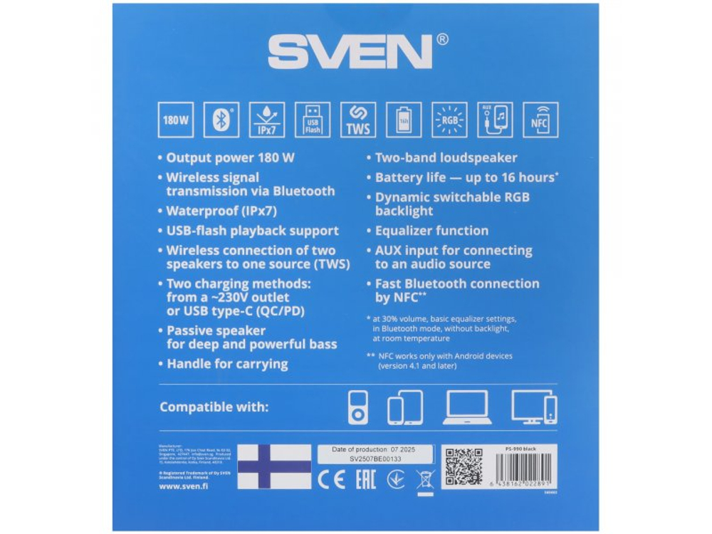 Портативная акустика Sven АС PS-990 черный [sv-022891]
