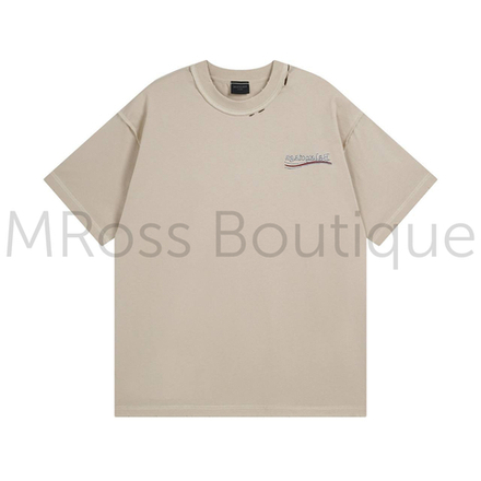 Женская футболка Balenciaga бежевого цвета