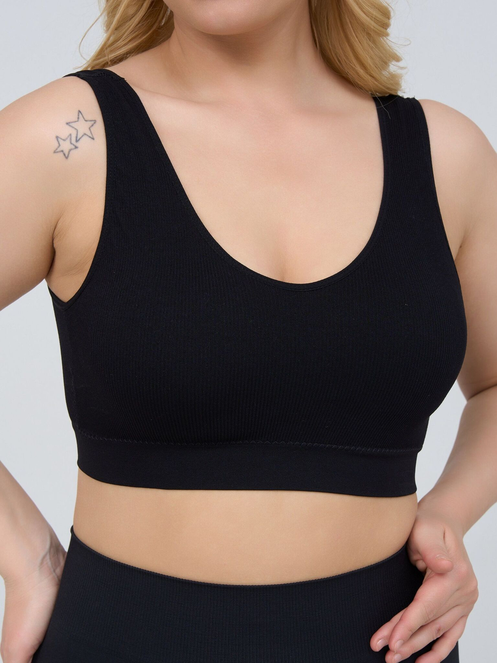 Бюстгальтер-топ в мелкий рубчик (Размер: 2X) (Цвет: белый)