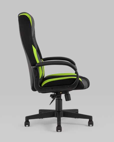 TopChairs ST-CYBER 9 GREEN ткань/экокожа черный/зеленый