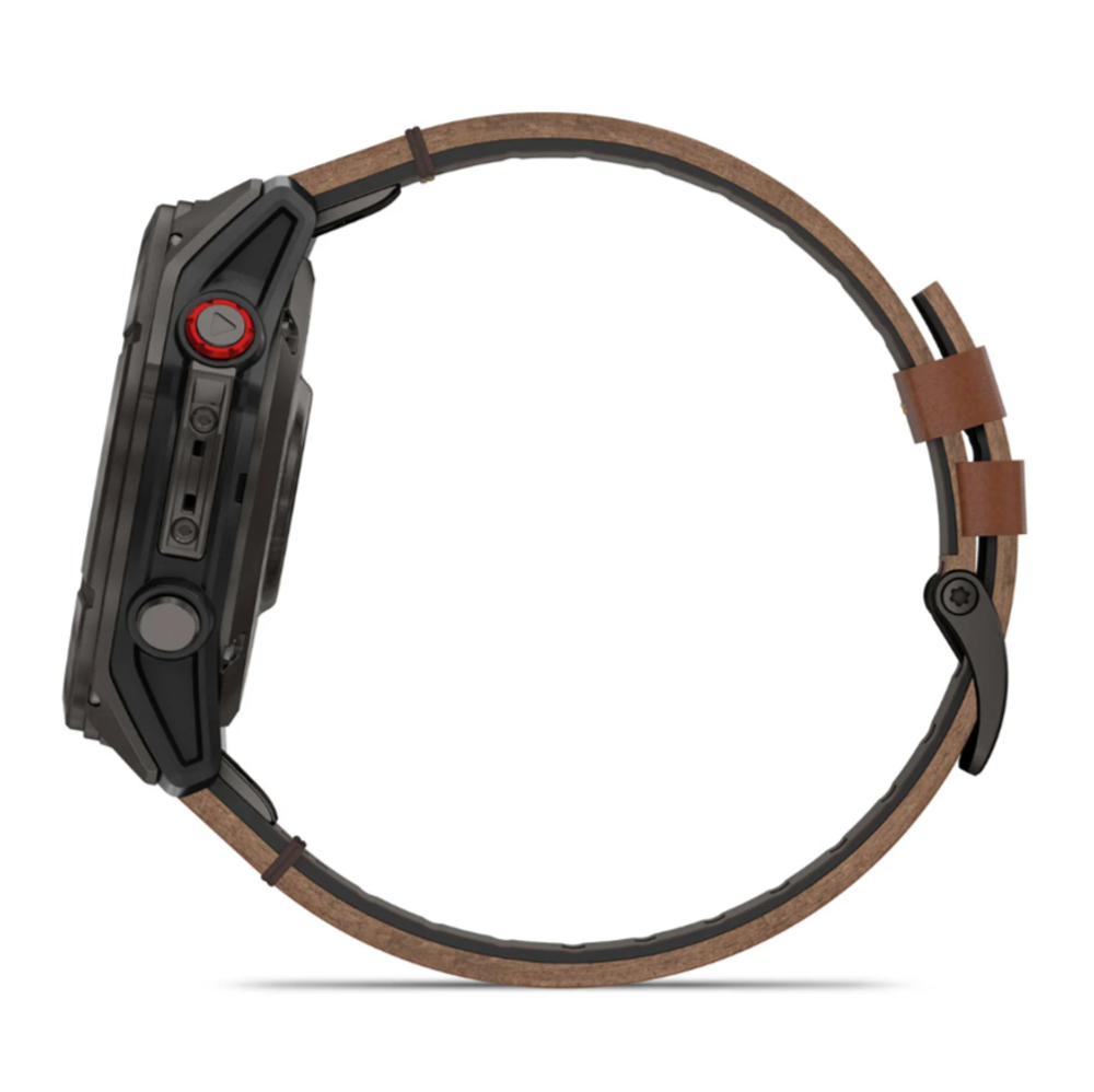 Garmin Fenix 8 PRO, 51 мм, AMOLED, Sapphire, Carbon grey DLC titanium with Chestnut leather band