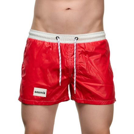 Мужские шорты красные с белым карманом сзади Sesmik STORM COLORS RED