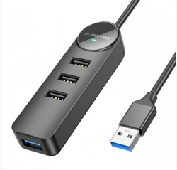 USB-разветвитель Borofone DH5 4USB 3.0 1.2 м на USB черный