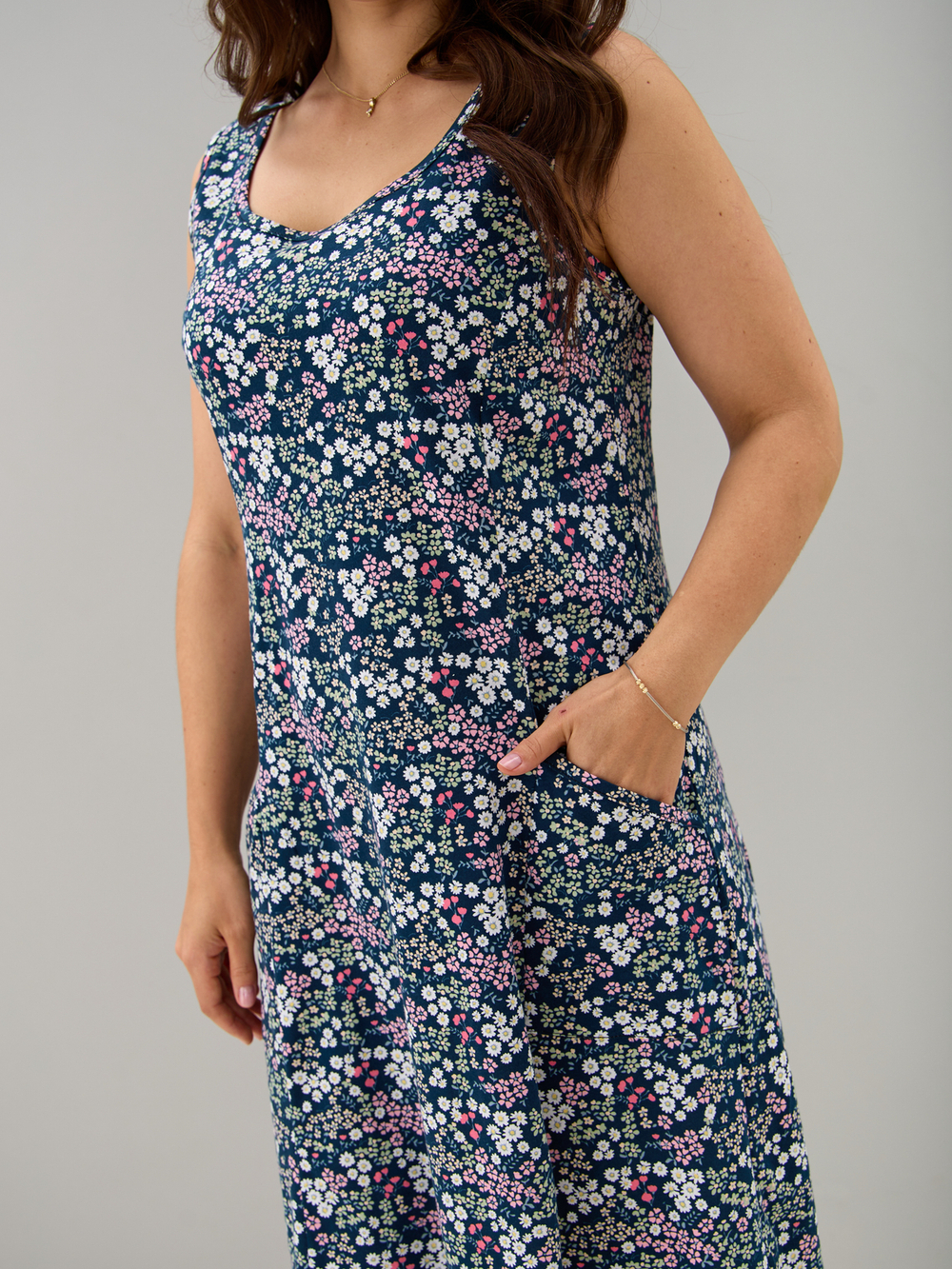 Платье П-012/синий-ромашкимаргаритки