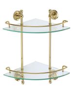 31082-E Угловая стеклянная 2-я полка (ЗОЛОТО) GANZER (5/1шт)