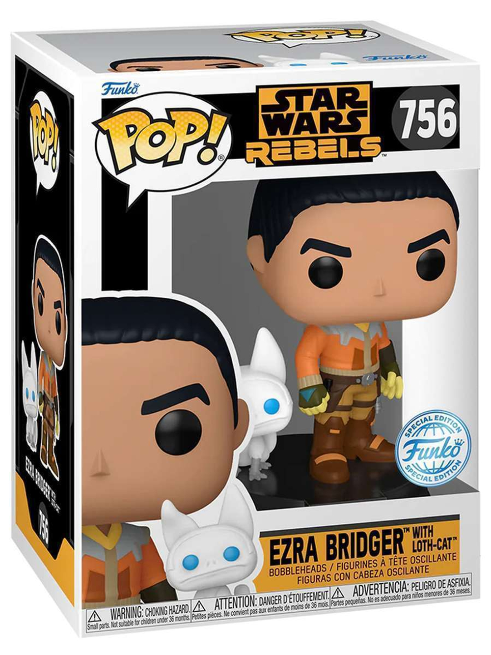 Фигурка Funko POP! Bobble Star Wars Rebels S2 Ezra Bridger w/Loth-Cat (Exc) (756) 84429
