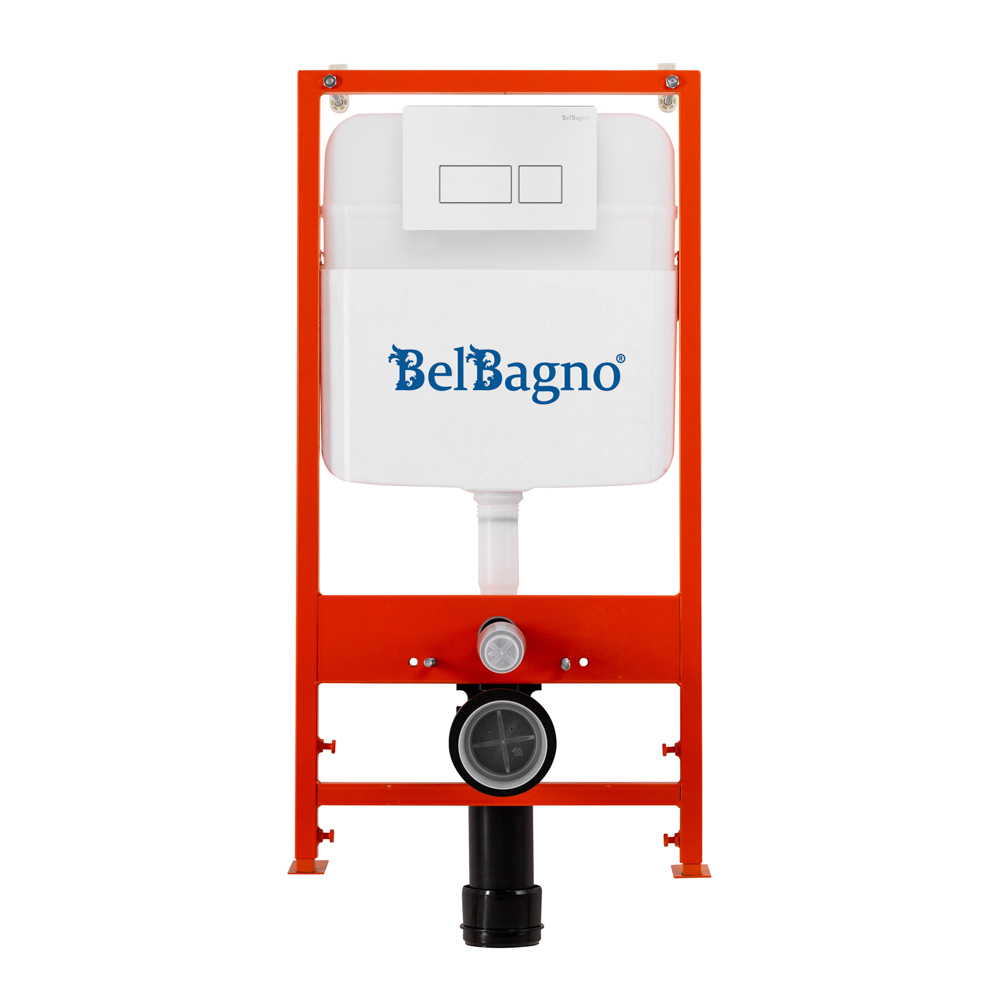 Инсталляция для подвесного унитаза BelBagno BB026/BB042BL с панелью смыва, белый глянцевый