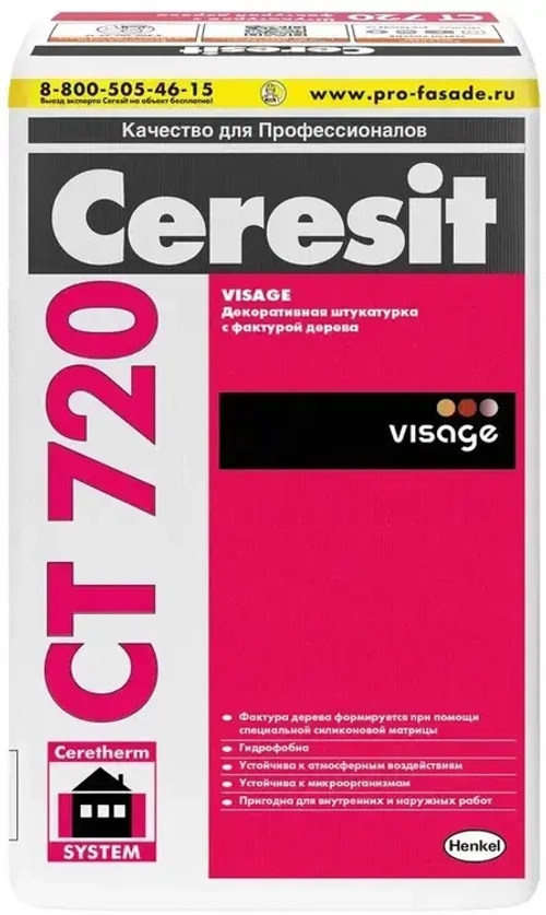 Декоративная штукатурка Церезит CT 720 Visage с фактурой дерева 25 кг