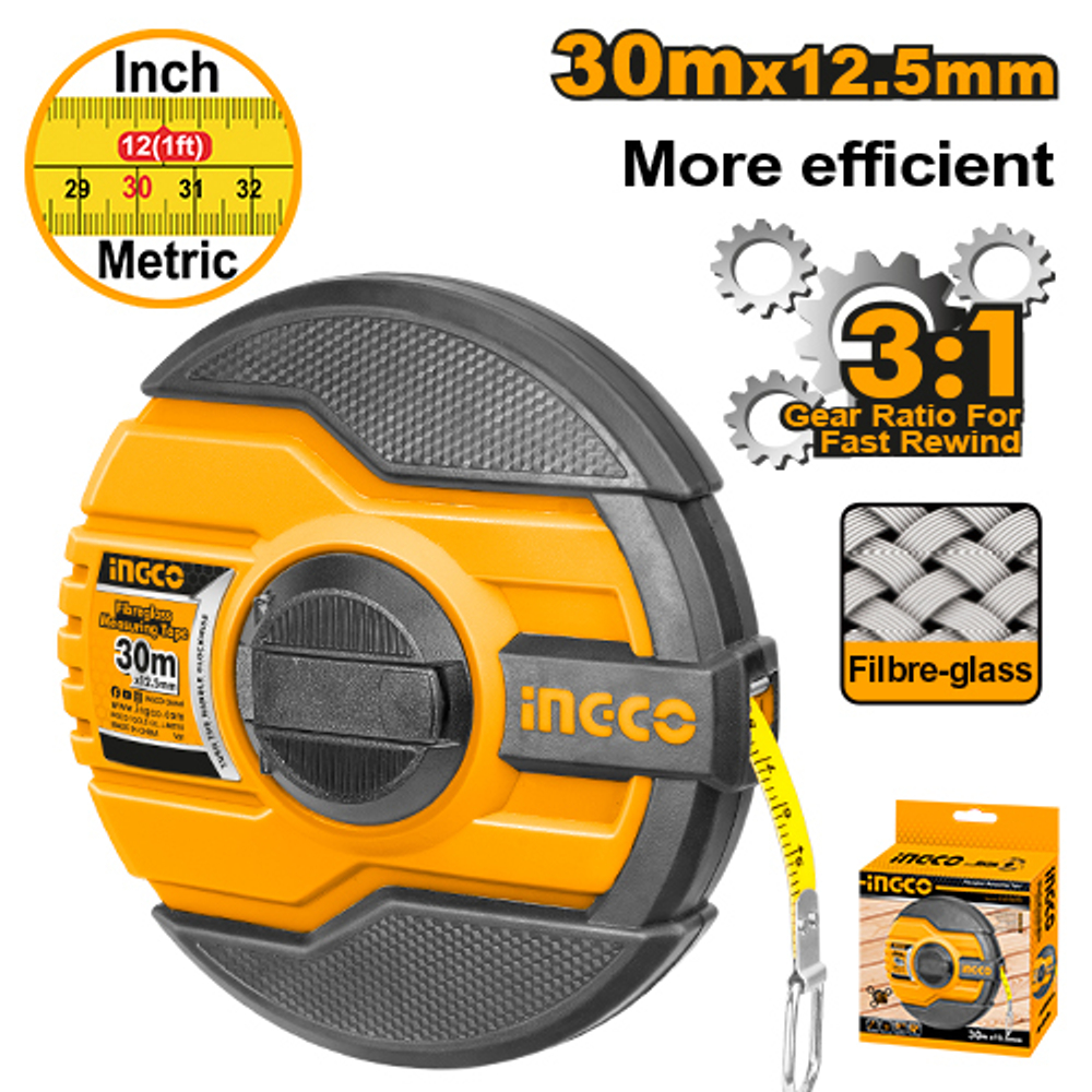 Рулетка геодезическая 30х12.5 мм фибергласовая