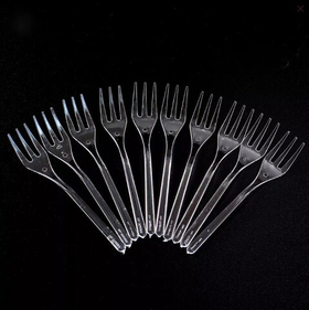 Набор мини-вилочек пластиковых 10см, прозрачные 10 шт.
